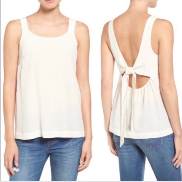 Madewell Silk Lookout Back-Tie Tank Top - Ivory Size Small - Picture 1 of 12